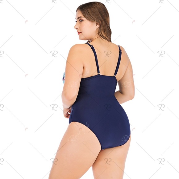 SOLD Tropical Flower Print Plus Size Swimwear READ BIO - Picture 2 of 8